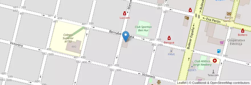 Mapa de ubicacion de Centro de Empleados de Comercio en الأرجنتين, سانتا في, Departamento General López, Municipio De Rufino.