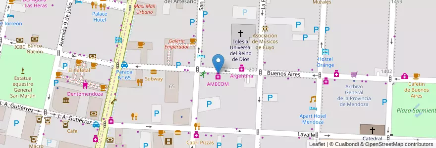 Mapa de ubicacion de Centro de Empleados de Comercio (CEC) en Argentina, Cile, Mendoza, Departamento Capital, Ciudad De Mendoza, Sección 3ª Parque O'Higgins.