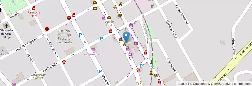 Mapa de ubicacion de Centro de Empleados de Comercio de Cruz del Eje en Аргентина, Кордова, Departamento Cruz Del Eje, Municipio De Cruz Del Eje, Pedanía Cruz Del Eje, Cruz Del Eje.