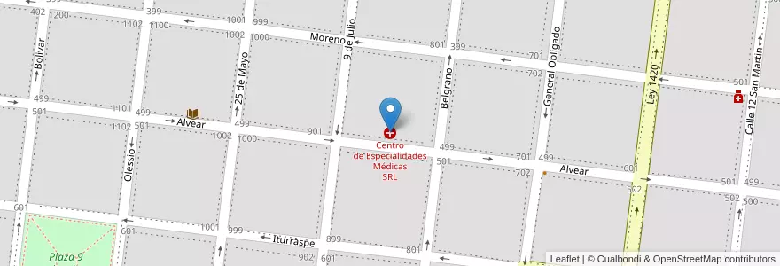 Mapa de ubicacion de Centro de Especialidades Médicas SRL en Arjantin, Santa Fe, Departamento General Obligado, Municipio De Reconquista.