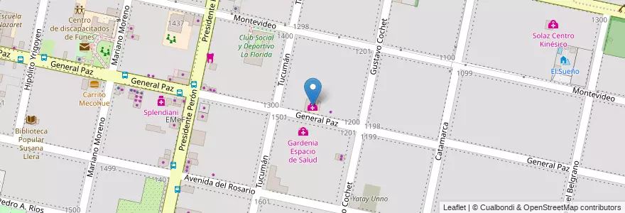 Mapa de ubicacion de Centro de Especialidades Médicas en Argentinië, Santa Fe, Departamento Rosario, Municipio De Funes, Funes.