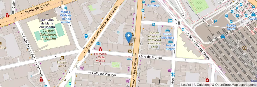Mapa de ubicacion de Centro de Estudios Delicias en Sepanyol, Comunidad De Madrid, Comunidad De Madrid, Área Metropolitana De Madrid Y Corredor Del Henares, Madrid.