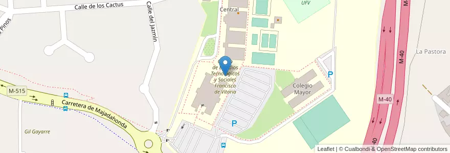 Mapa de ubicacion de Centro de Estudios Tecnológicos y Sociales Francisco de Vitoria en 西班牙, Comunidad De Madrid, Comunidad De Madrid, Área Metropolitana De Madrid Y Corredor Del Henares, Pozuelo De Alarcón.