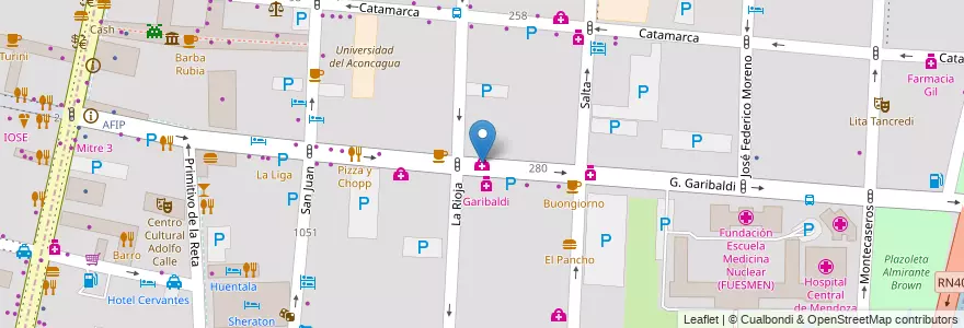 Mapa de ubicacion de Centro de Estudios y Tratamiento de Enfermedades Urologicas (CETEU) en Arjantin, Şili, Mendoza, Departamento Capital, Ciudad De Mendoza, Sección 3ª Parque O'Higgins.