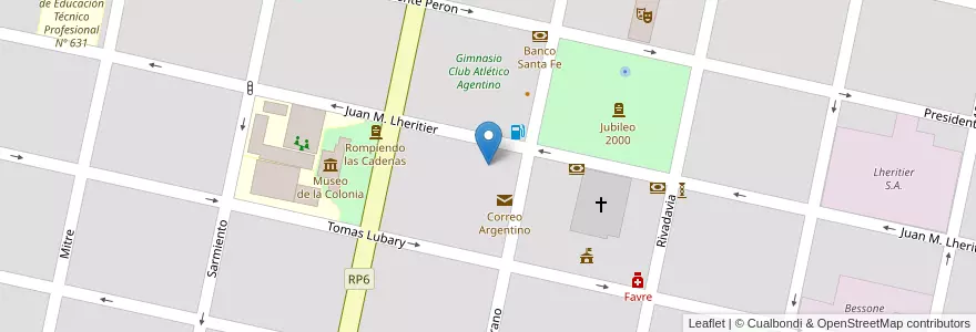 Mapa de ubicacion de Centro de Exposición y Ventas de Productos Sancarlinos en آرژانتین, سانتافه, Departamento Las Colonias, San Carlos Centro, San Carlos Centro.
