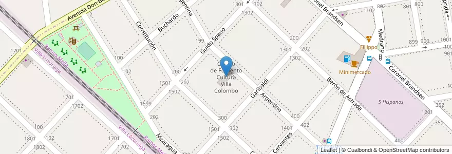 Mapa de ubicacion de Centro de Fomento Cultura Villa Colombo en Arjantin, Buenos Aires, Partido De La Matanza.