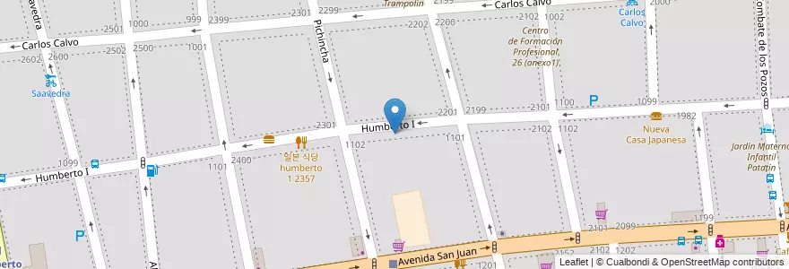 Mapa de ubicacion de Centro de Formación Profesional 03 Presidente Juan Domingo Perón - UOCRA, San Cristobal en Argentinië, Ciudad Autónoma De Buenos Aires, Comuna 3, Buenos Aires.