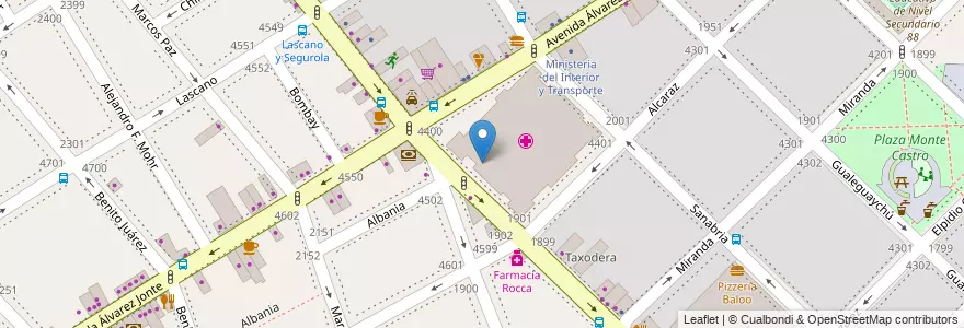 Mapa de ubicacion de Centro de Formación Profesional 04 Hospital de Rehabilitación Manuel Rocca, Monte Castro en Argentina, Autonomous City Of Buenos Aires, Autonomous City Of Buenos Aires, Comuna 10, Comuna 11.