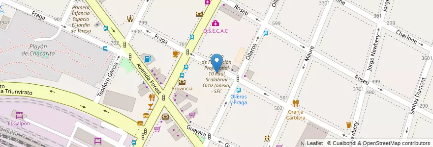 Mapa de ubicacion de Centro de Formación Profesional 10 Raúl Scalabrini Ortiz (anexo) - SEC, Chacarita en 阿根廷, Ciudad Autónoma De Buenos Aires, 布宜诺斯艾利斯, Comuna 15.