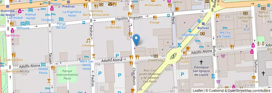Mapa de ubicacion de Centro de Formación Profesional 10 Raúl Scalabrini Ortiz (anexo) - SEC, Montserrat en آرژانتین, Ciudad Autónoma De Buenos Aires, Comuna 1, Buenos Aires.