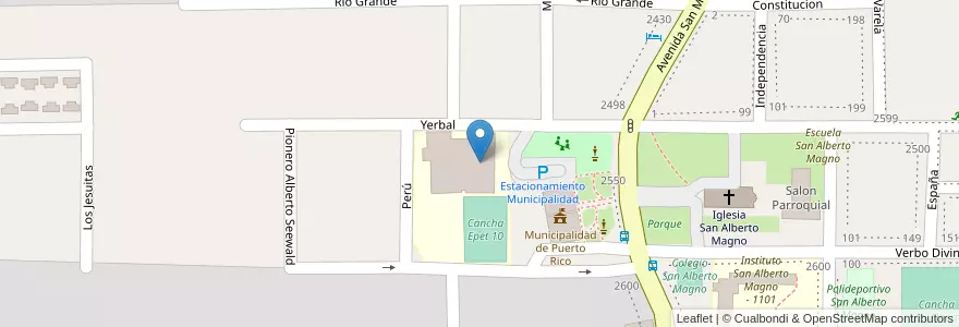 Mapa de ubicacion de Centro de Formación Profesional 10 en Argentina, Misiones, Departamento Libertador General San Martín, Municipio De Puerto Rico.