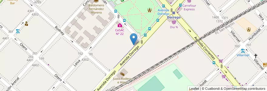 Mapa de ubicacion de Centro de Formación Profesional 11 (anexo) - Talleres Dorrego, Chacarita en Аргентина, Буэнос-Айрес, Буэнос-Айрес, Comuna 15.