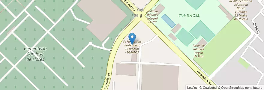 Mapa de ubicacion de Centro de Formación Profesional 16 (anexo) - SGBATOS, Flores en الأرجنتين, Ciudad Autónoma De Buenos Aires, Comuna 7, Buenos Aires.