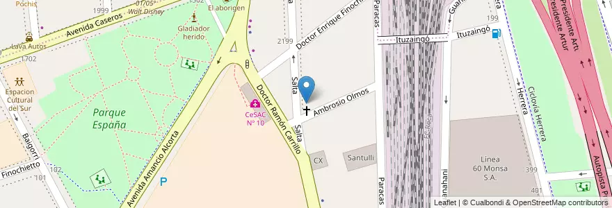 Mapa de ubicacion de Centro de Formación Profesional 19 (a), Barracas en アルゼンチン, Ciudad Autónoma De Buenos Aires, Comuna 4, ブエノスアイレス.
