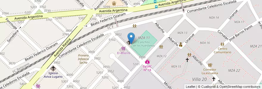 Mapa de ubicacion de Centro de Formación Profesional 19 (a), Villa Lugano en アルゼンチン, Ciudad Autónoma De Buenos Aires, ブエノスアイレス, Comuna 8.