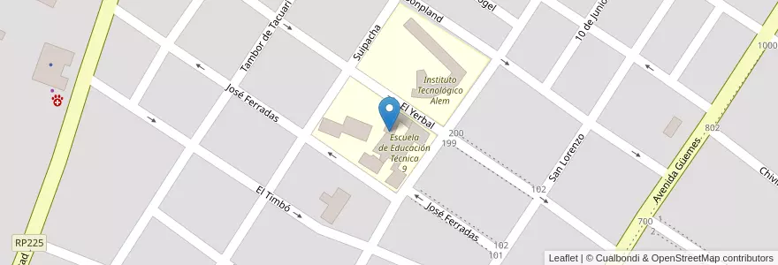 Mapa de ubicacion de Centro de Formación Profesional 19 en アルゼンチン, ミシオネス州, Departamento Leandro N. Alem, Municipio De Leandro N. Alem, Leandro N. Alem.