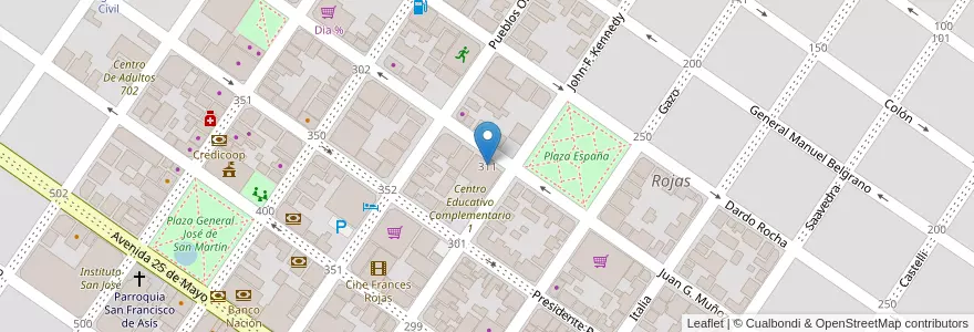 Mapa de ubicacion de Centro De Formacion Profesional 401 en Arjantin, Buenos Aires, Partido De Rojas, Rojas.