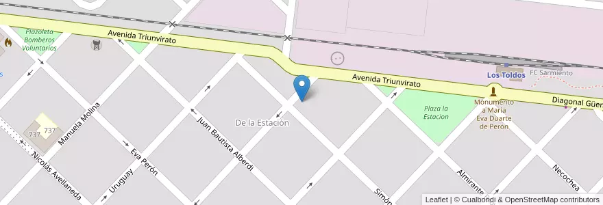 Mapa de ubicacion de Centro De Formacion Profesional 401 en Arjantin, Buenos Aires, Partido De General Viamonte, Los Toldos.