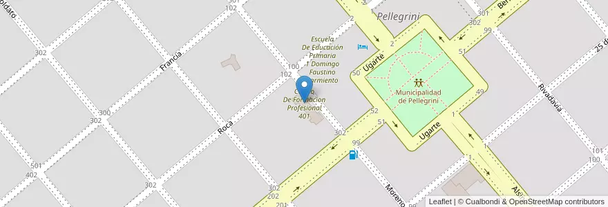 Mapa de ubicacion de Centro De Formacion Profesional 401 en 阿根廷, 布宜诺斯艾利斯省, Partido De Pellegrini, Pellegrini.