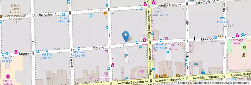 Mapa de ubicacion de Centro de Formación Profesional - AIERH, Balvanera en 아르헨티나, Ciudad Autónoma De Buenos Aires, Comuna 3, 부에노스아이레스.