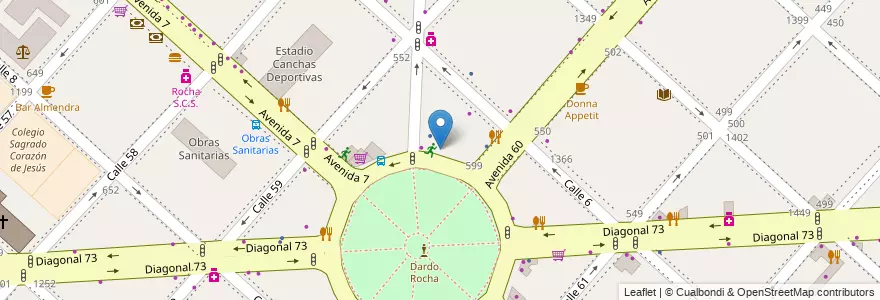 Mapa de ubicacion de Centro de Formación Profesional Dardo Rocha, Casco Urbano en Argentinien, Provinz Buenos Aires, Partido De La Plata, La Plata.