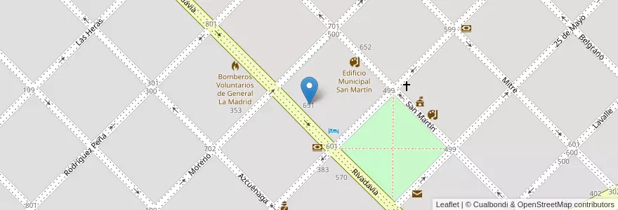 Mapa de ubicacion de Centro De Formacion Profesional Nº 401 en アルゼンチン, ブエノスアイレス州, Partido De General Lamadrid, General Lamadrid.