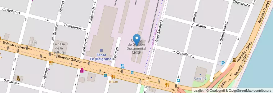 Mapa de ubicacion de Centro de Gestión Documental MCSF en الأرجنتين, سانتا في, إدارة العاصمة, سانتا في العاصمة, سانتا في.