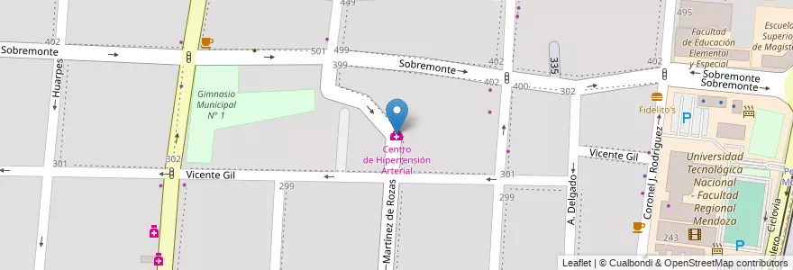 Mapa de ubicacion de Centro de Hipertensión Arterial en アルゼンチン, チリ, メンドーサ州, Departamento Capital, Ciudad De Mendoza, Sección 5ª Residencial Sur.