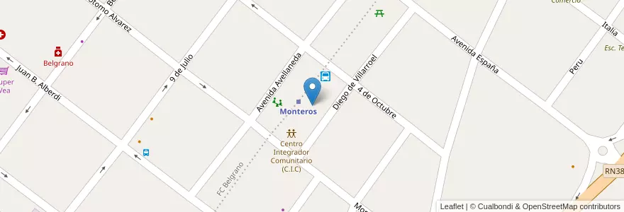 Mapa de ubicacion de Centro de Integración Comunitaria en 아르헨티나, Tucumán, Departamento Monteros, Municipio De Monteros, Monteros.
