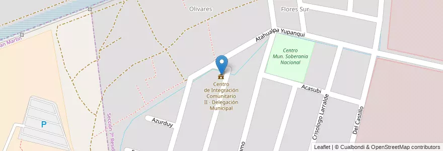 Mapa de ubicacion de Centro de Integración Comunitario II - Delegación Municipal en Argentinië, Chili, Mendoza, Departamento Capital, Sección 7ª Residencial Parque, Ciudad De Mendoza.