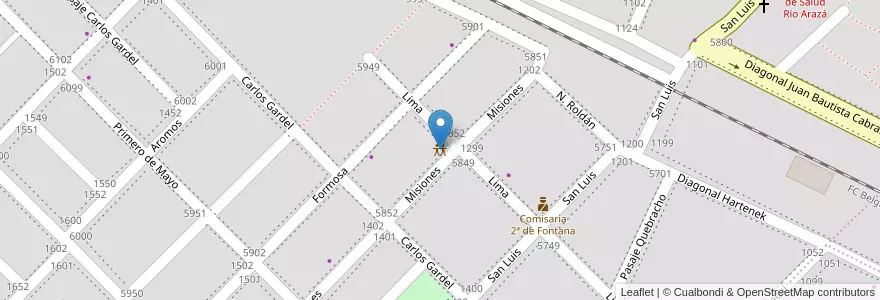 Mapa de ubicacion de Centro de Integración y Fortalecimiento Familiar Margarita Torres en الأرجنتين, Chaco, Departamento San Fernando, Municipio De Fontana, Fontana.