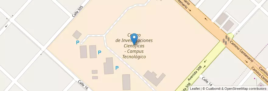 Mapa de ubicacion de Centro de Investigaciones Científicas - Campus Tecnológico, Gonnet en Argentina, Buenos Aires, Partido De La Plata, Manuel B. Gonnet.