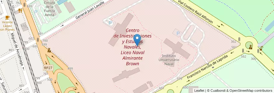 Mapa de ubicacion de Centro de Investigaciones y Estudios Navales, Liceo Naval Almirante Brown en Аргентина, Буэнос-Айрес, Partido De Vicente López.