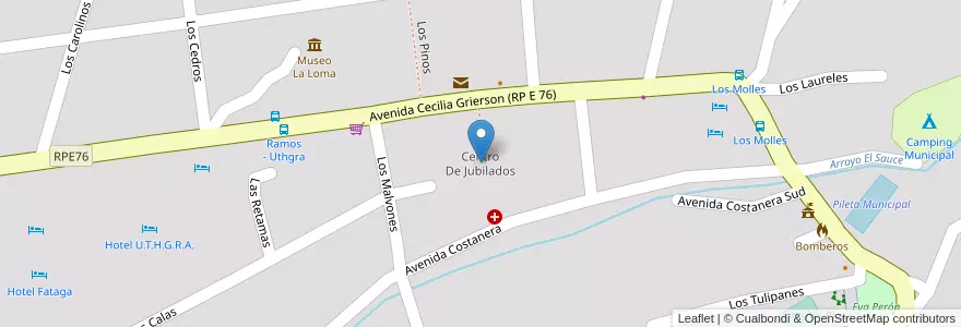 Mapa de ubicacion de Centro De Jubilados en 阿根廷, Córdoba, Departamento Punilla, Pedanía Dolores, Municipio De Los Cocos.