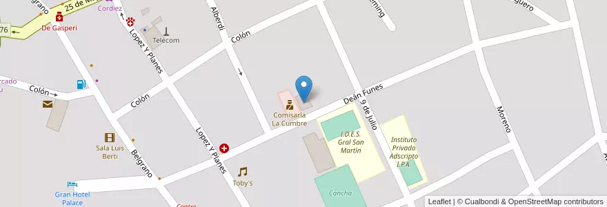 Mapa de ubicacion de Centro de Jubilados en アルゼンチン, コルドバ州, Departamento Punilla, Pedanía Dolores, Municipio De La Cumbre.