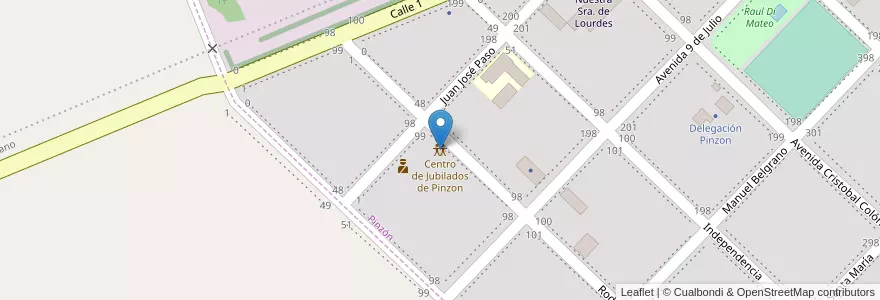 Mapa de ubicacion de Centro de Jubilados de Pinzon en Argentinië, Buenos Aires, Partido De Pergamino, Pinzón.