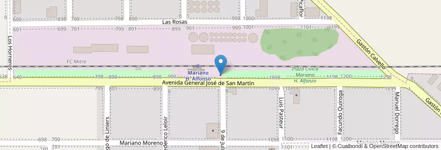 Mapa de ubicacion de Centro de Jubilados de PMariano H. Alfonzo en アルゼンチン, ブエノスアイレス州, Partido De Pergamino, Mariano H. Alfonzo.