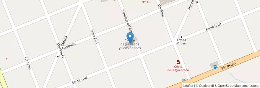Mapa de ubicacion de Centro de Jubilados y Pensionados en Argentina, Cile, Mendoza, Departamento San Rafael, Distrito Real Del Padre.