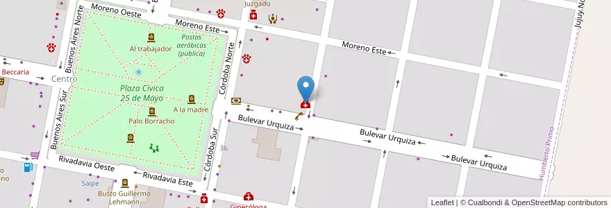 Mapa de ubicacion de Centro de Jubilados y Pensionados en 阿根廷, Santa Fe, Departamento Castellanos, Municipio De Humberto Primo, Humberto Primo.