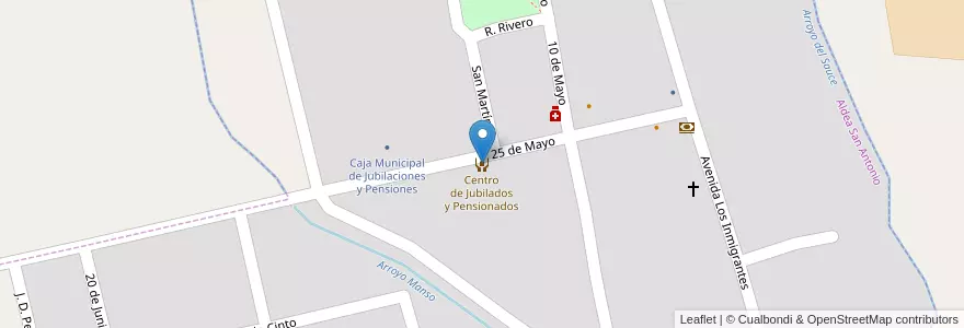 Mapa de ubicacion de Centro de Jubilados y Pensionados en アルゼンチン, エントレ・リオス州, Departamento Gualeguaychú, Distrito Pehuajó Al Norte, Aldea San Antonio.