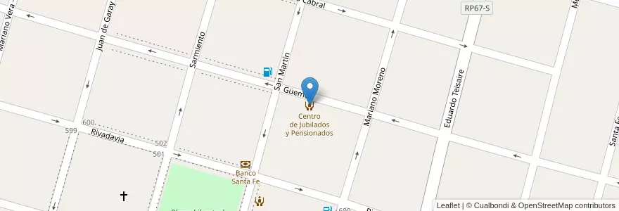 Mapa de ubicacion de Centro de Jubilados y Pensionados en Аргентина, Санта-Фе, Departamento Las Colonias, Municipio De San Jerónimo Norte, San Jerónimo Norte.