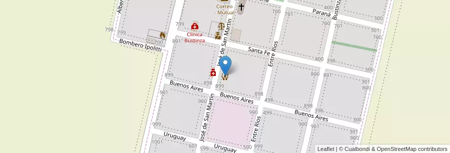 Mapa de ubicacion de Centro de Jubilados y Pensionados en Argentine, Santa Fe, Departamento Iriondo, Municipio De Bustinza, Bustinza.
