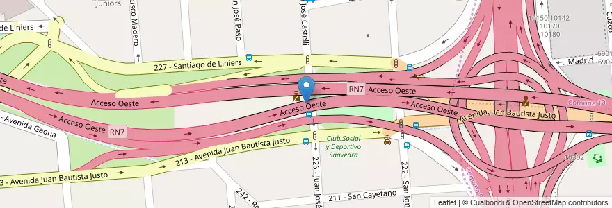 Mapa de ubicacion de Centro de Jubildaos Villa General Paz en Argentina, Buenos Aires, Partido De Tres De Febrero, Ciudadela.