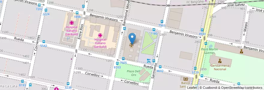 Mapa de ubicacion de Centro de Justicia Penal en アルゼンチン, サンタフェ州, Departamento Rosario, Municipio De Rosario, ロサリオ.