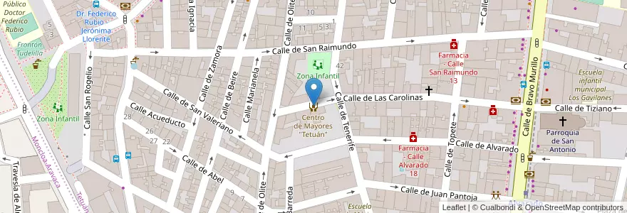 Mapa de ubicacion de Centro de Mayores "Tetuán" en Spain, Community Of Madrid, Community Of Madrid, Área Metropolitana De Madrid Y Corredor Del Henares, Madrid.