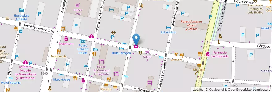 Mapa de ubicacion de Centro de Medicina Preventiva Doctor Emilio Coni en Argentinië, Chili, Mendoza, Departamento Capital, Ciudad De Mendoza.