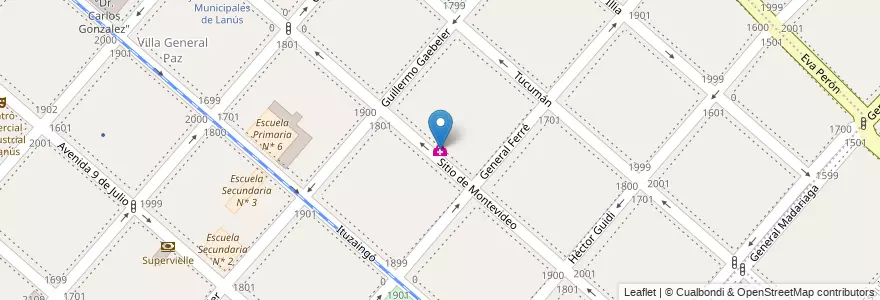 Mapa de ubicacion de Centro de Medicina Preventiva “Dr. René Favaloro” en الأرجنتين, بوينس آيرس, Partido De Lanús, Lanús Este.