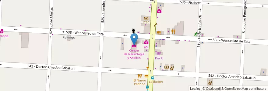Mapa de ubicacion de Centro de Neurología y Analisis en 阿根廷, 布宜诺斯艾利斯省, Partido De Tres De Febrero, Caseros.