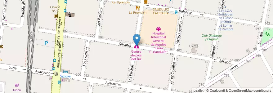 Mapa de ubicacion de Centro de ojos del sur en Argentina, Buenos Aires, Partido De Lomas De Zamora, Lomas De Zamora.