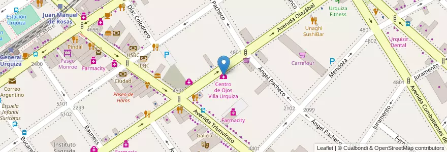 Mapa de ubicacion de Centro de Ojos Villa Urquiza, Villa Urquiza en Argentina, Autonomous City Of Buenos Aires, Comuna 12, Autonomous City Of Buenos Aires.